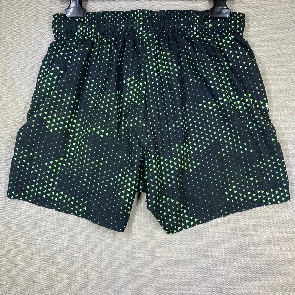 Gymshark Womens Unlined Black Green Geometric Triangle Athletic Gym Shorts Large